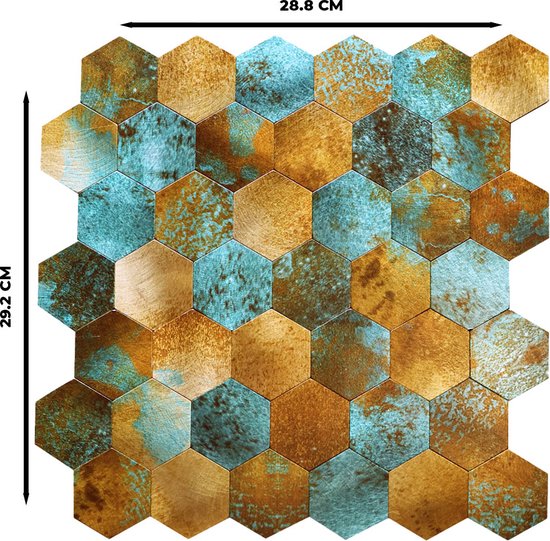 Mosaïque autocollante Hexagone Cuivre Patiné