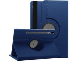 Hoes Geschikt voor Samsung Galaxy Tab S10 FE / S10 Lite / S9 FE / S9 hoes Donker Blauw – Hoes Geschikt voor Samsung Galaxy Tab S10 FE / S10 Lite / S9 / S9 FE tablet hoes – 360° draaibaar bookcase - Ntech