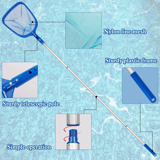 Telescopische steel zwembad schepnet 80-122 cm voor bladreiniging fijnmazig net aluminium zwembadreiniger bladschepnet voor aquarium fontein — afbeelding 3