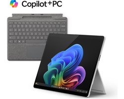 Microsoft Surface Pro 11 OLED Copilot+ Laptop + Surface Pro Toetsenbord - Snapdragon X Elite/16GB RAM/512GB SSD - 13 inch - QWERTY - Platinum Microsoft Surface Pro 11 OLED Copilot+ Laptop + Surface Pro Toetsenbord - Snapdragon X Elite/16GB RAM/512GB SSD - 13 inch - QWERTY - Platinum