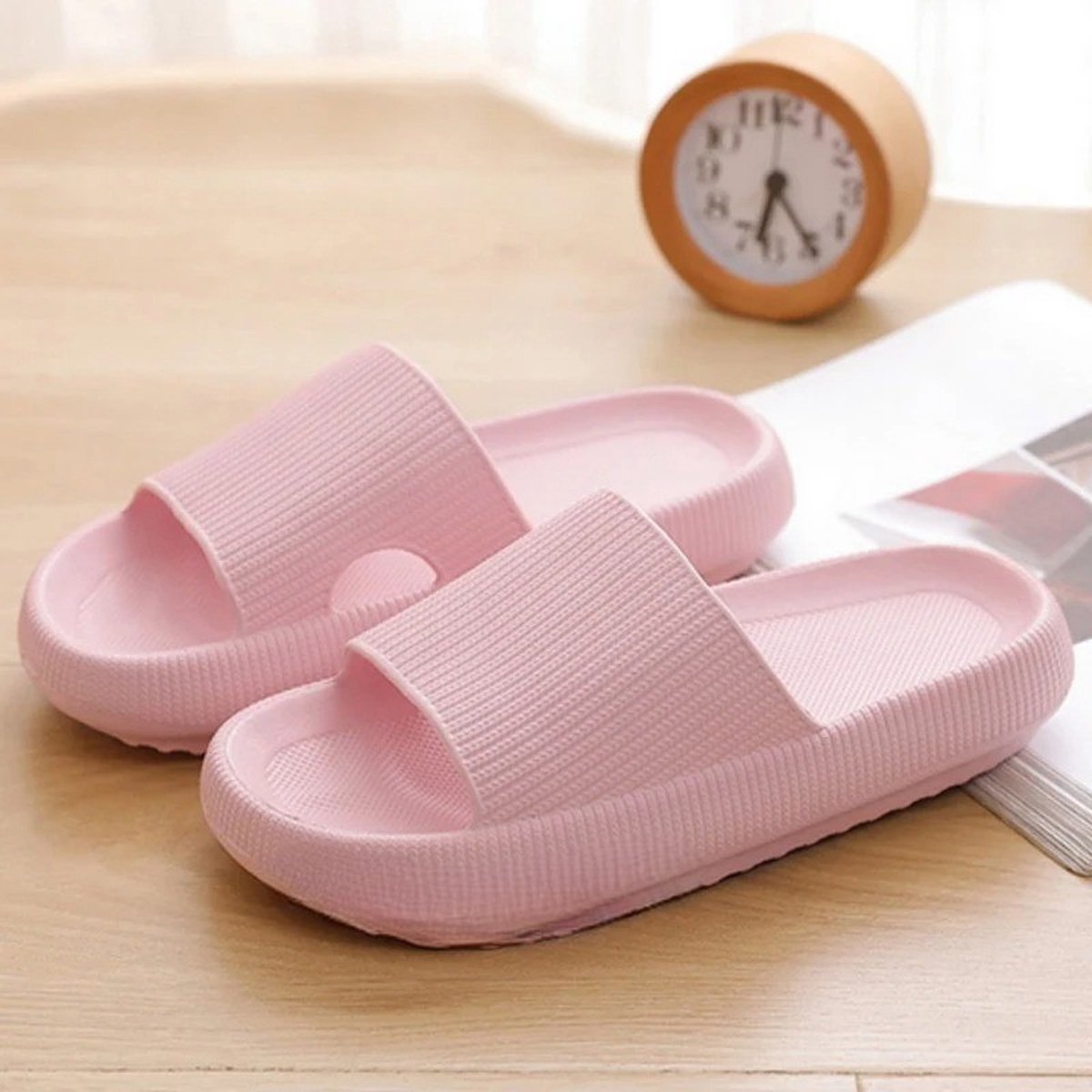 Klikkopers® - Cloud Slides - Slippers - Badslippers - Sloffen - Verdikte - Lichtgewicht - Super Zacht aan je Voeten - Anti-Slip - Roze - 38-39