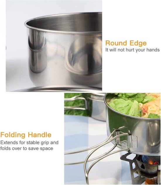 12-delig campingservies van licht, roestvrij, geanodiseerd aluminium. De