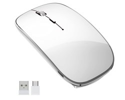 Gadgetplace Draadloze muis voor Laptop en Computer - Ergonomisch - Stille klik - USB C Adapter - Wit