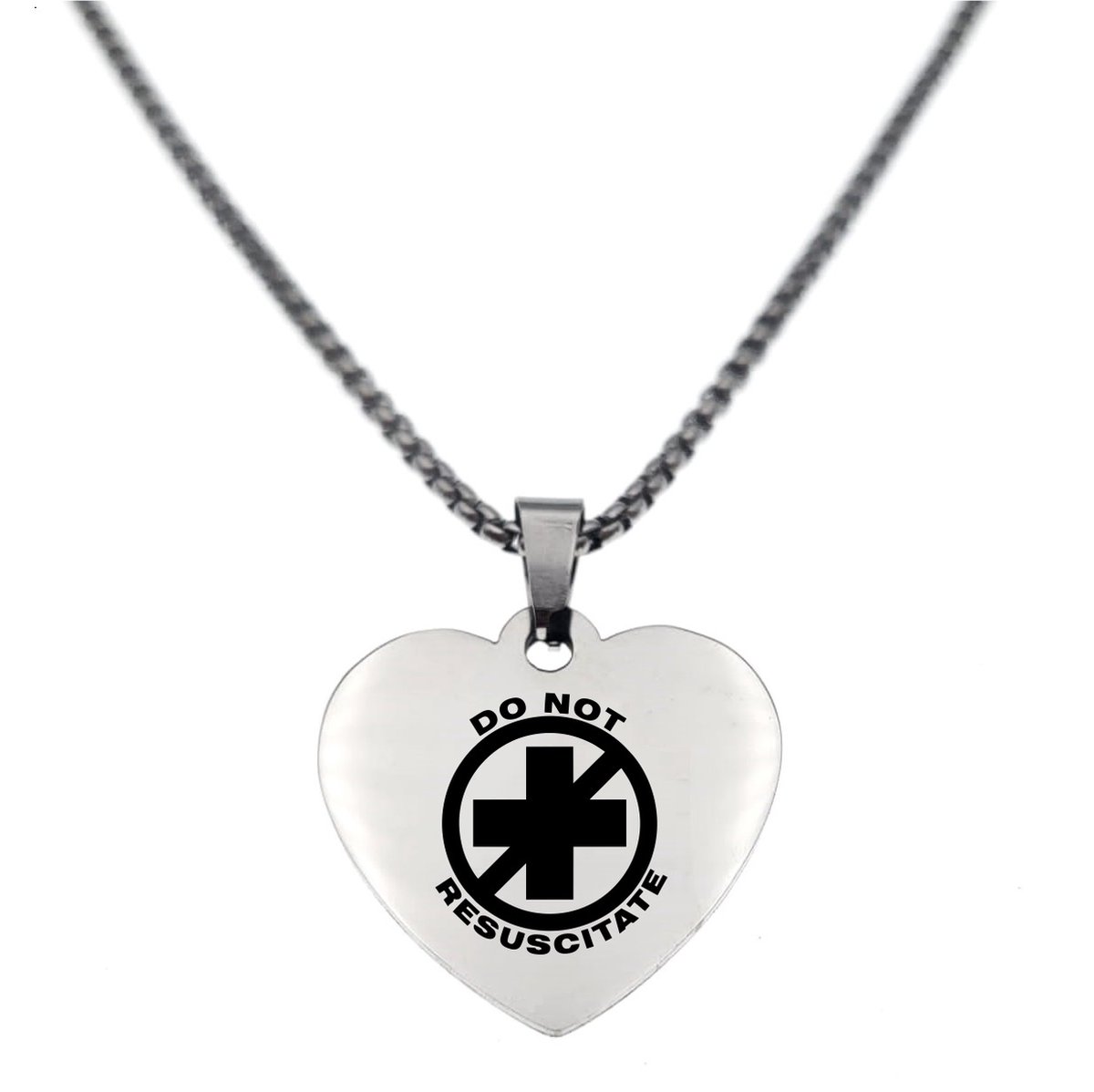 Ketting | Hart | RVS | Zilver | Do Not Resuscitate