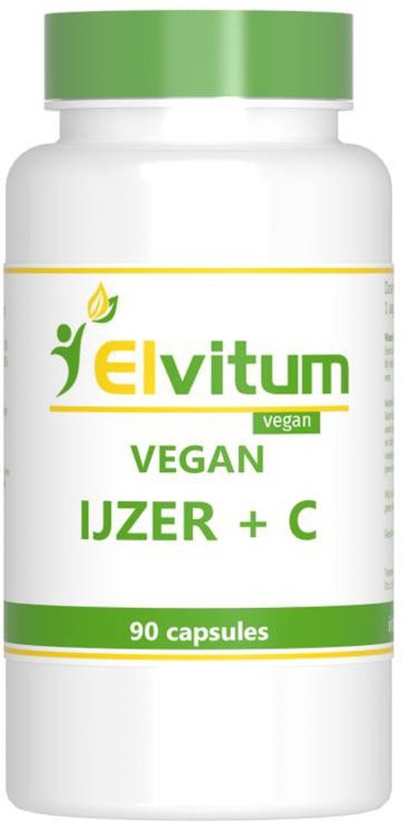 Elvitum IJzer met vitamine C vegan 90 Vegetarische capsules
