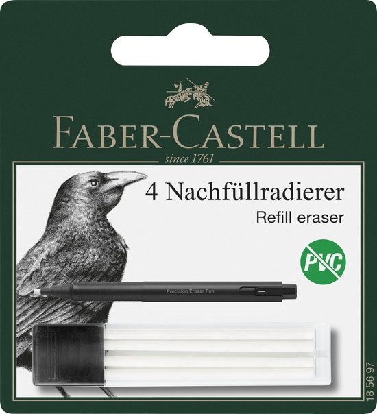 Faber-Castell navulgummen - 4 stuks in koker - voor de Precision gumpen - FC-185697