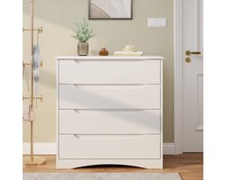 Bealife AP22 Commode met 4 Lades - Bijzetkast met Veel Opbergruimte Dressoirs - Multifunctionele Kast voor Woonkamer Slaapkamer Hal - Vrijstaand Ladekasten - MDF - 71 x 40 x 82 cm - Wit