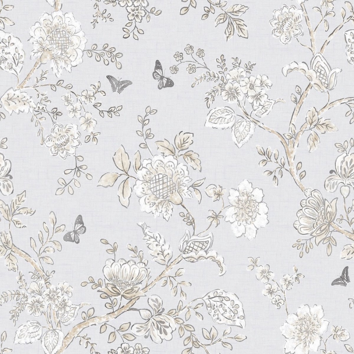 Homestyle - Behangpapier - Bloemen - Behang - Grijs / Blauw - 0,53 x 10 M.