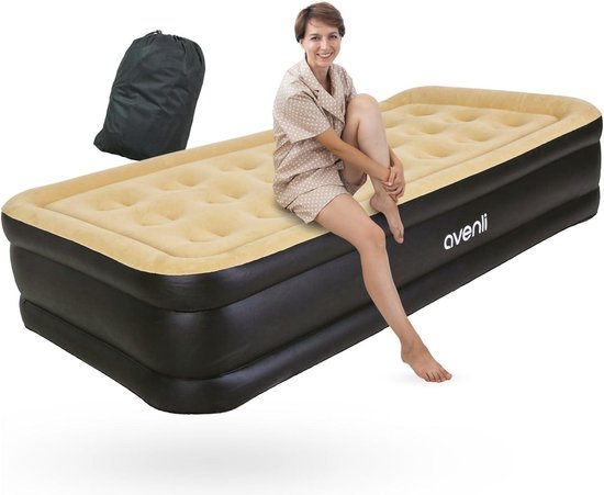 Inflatable mattress High Raised Twin size Jilong - 196 x 97 x 47 cm - beige - integrated electric pump - bag van Merkloos — afbeelding 3