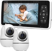 MasonPro Babyfoon - Babyfoon met 2 Camera's – Baby Monitor - Hondencamera - Huisdiercamera - Op Afstand Bestuurbaar - Temperatuursensor - Uitbreidbaar Tot 4 Camera's - Terugspreekfunctie - Video & Audio – Baby Camera - 5.0 Inch Scherm