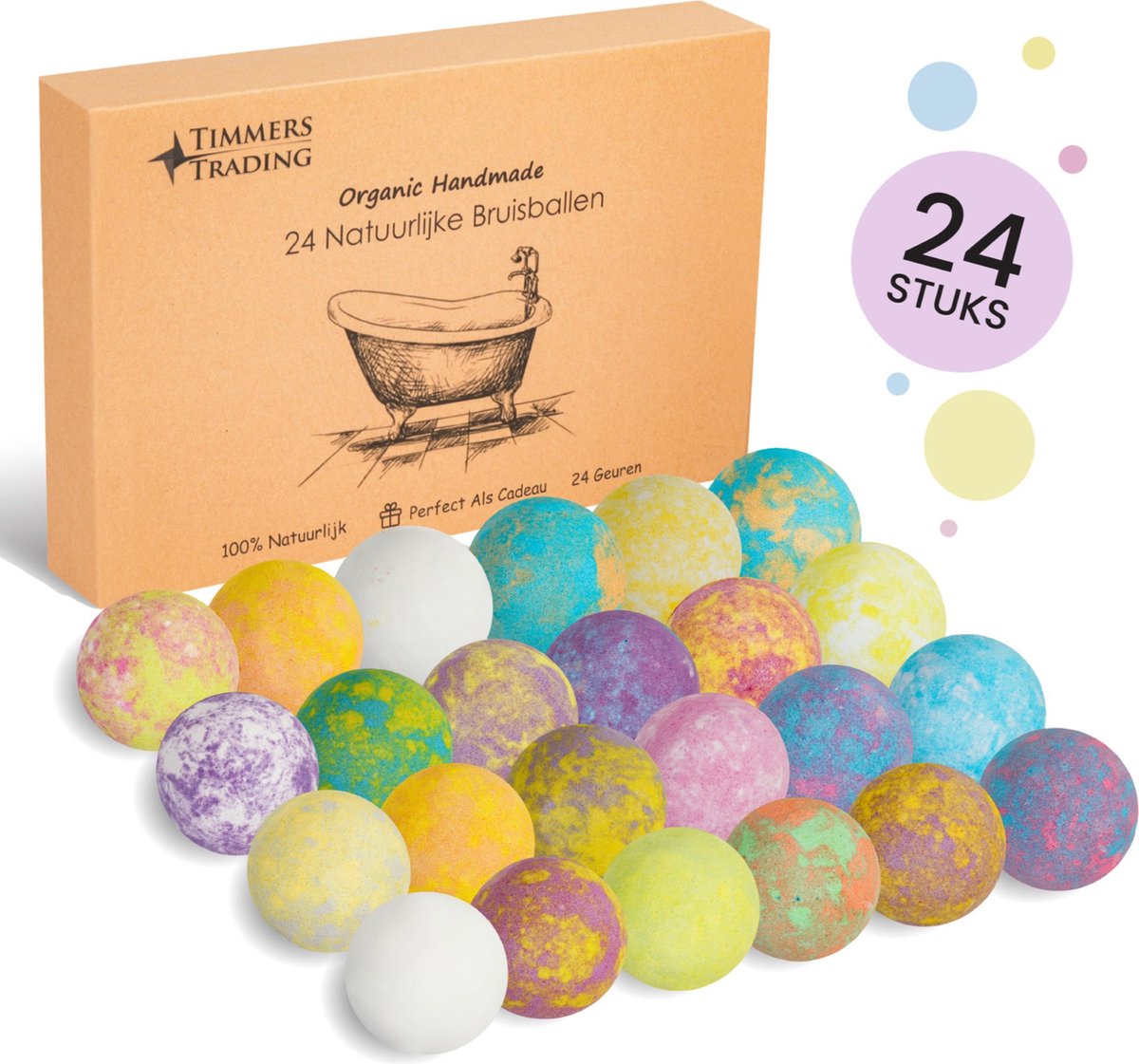 Bruisballen voor bad – XL maat – 24 unieke geuren en kleuren – bruisballen kind