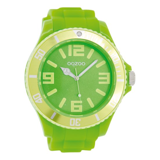 OOZOO Timepieces - Fluo groene horloge met fluo groene rubber band - C5834