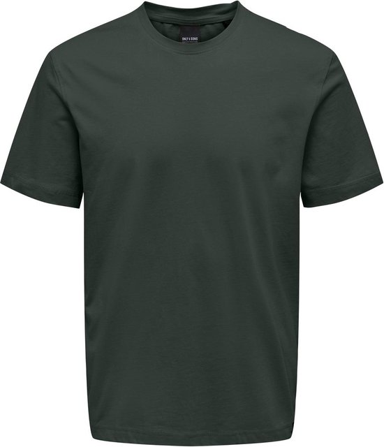Only & Sons T-shirt Onsmax Life Ss Stitch Tee Noos 22025208 Darkest Spruce Mannen Maat - S