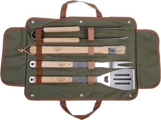 Esschert Design - BBQ gereedschapset - Top 10 tuinhaarden - Kunststof - Groen