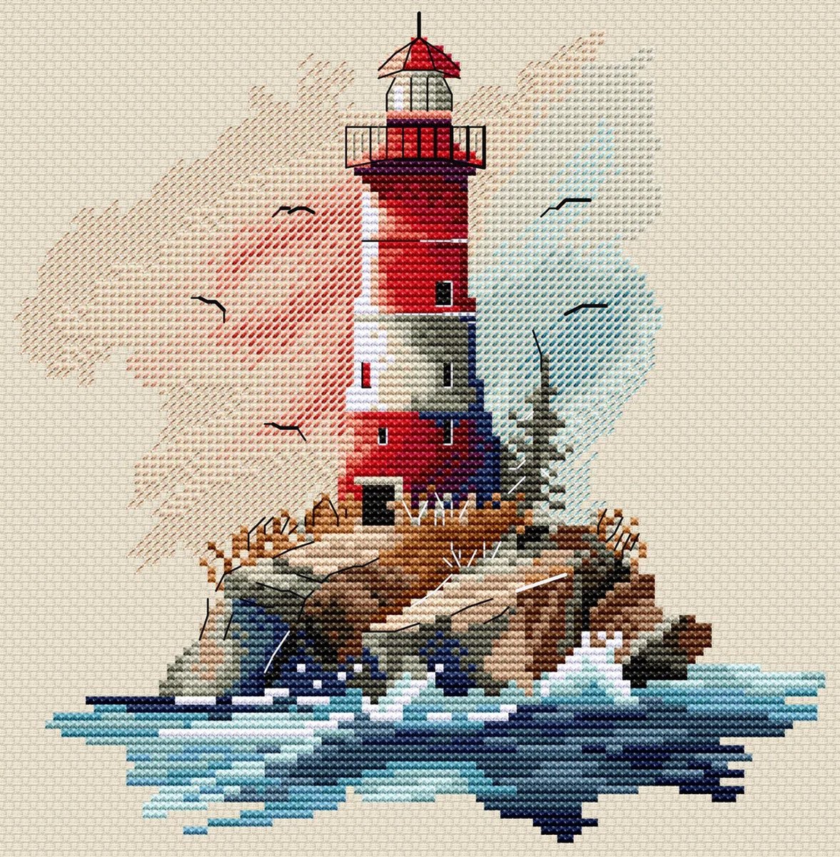 Borduurpakket HobbyJobby - Summer Lighthouse - Zomer Vuurtoren