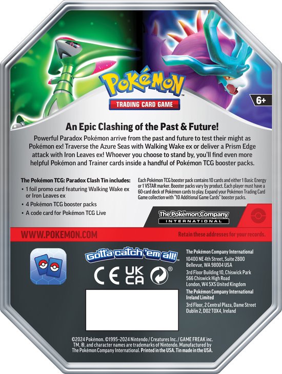 Pokémon TCG: Paradox Clash Tin (Walking Wake ex) | Pokémon Center Official Site