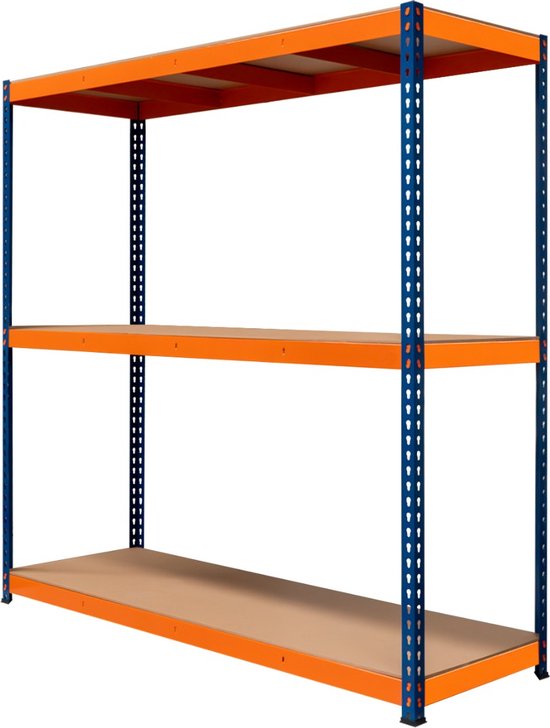 Monster Racking - S-Rax Racking Unit – 3 Planken - Stellingeenheid - 180cm x 180cm x 60cm, 300kg Draagkracht