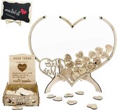 Bruiloft gastenboek alternatief - Rustieke bruiloft decoraties - Helder acryl - Drop box met standaard - 100 houten harten - Baby verjaardag - Verjaardag dubbel hart