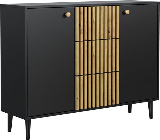 Pro-meubels - Dressoir Bilbao 2 - Zwart mat - Eiken - 120cm - Kast - Commode