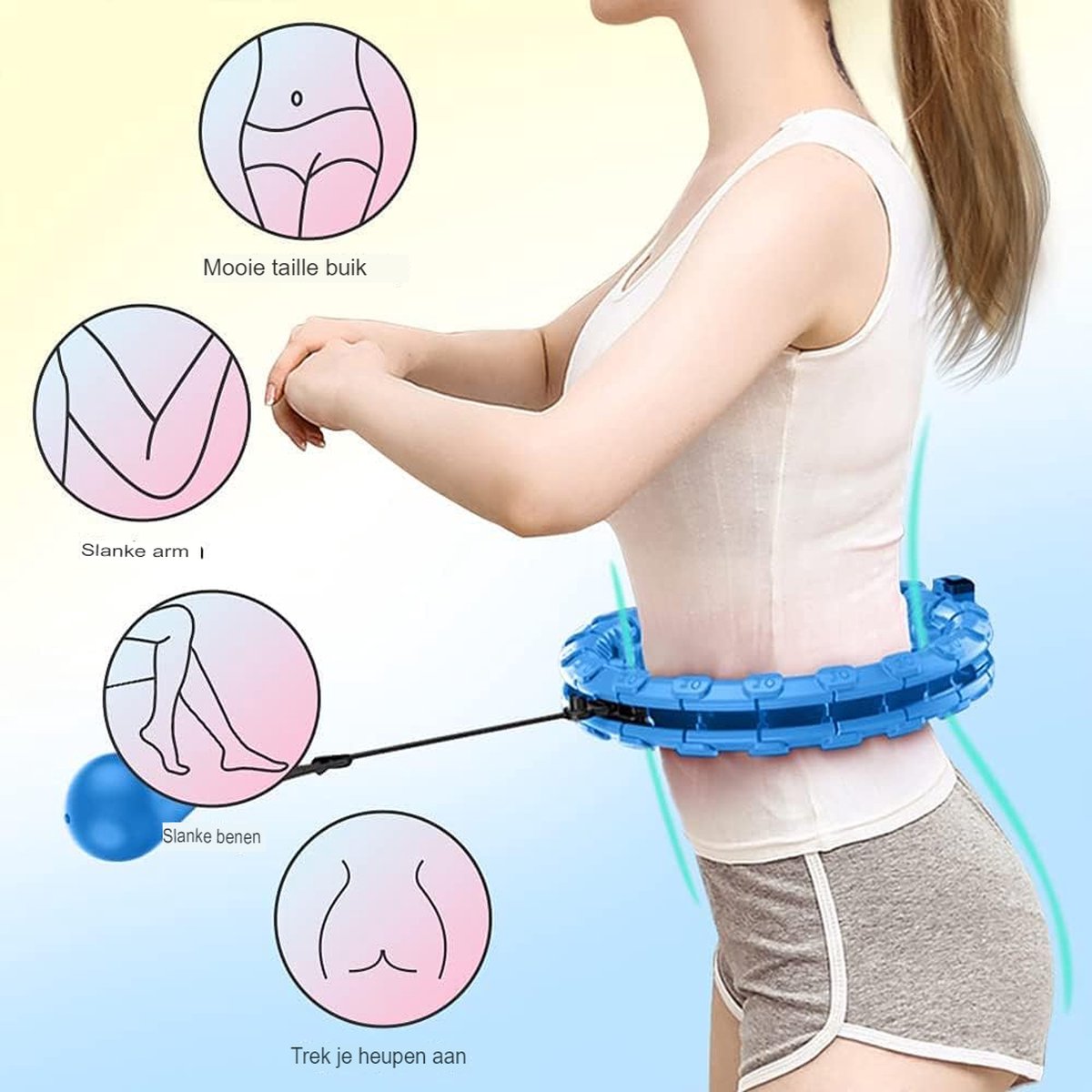 Gewichtsverlies Hoelahoep met Verstelbare Training Bands - Effectieve Workout voor Volwassenen - Aanpasbaar voor Beginners - Duurzame Constructie - Draagbaar en Handig - Fitness Hoelahoep met Weerstandsbanden