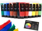 NAPI Acrylverf - 12x75 ML - 12 Kleuren - Extra Veel Inhoud - Inclusief Kleurencirkel - Hobbyverf - Schilderen