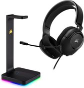 Corsair HS35 Casque Gaming Stéréo V2 + Support Casque ST100 RGB - Multiplateforme - Jack 3,5 mm - Zwart