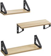 Rootz 3 Piece Set Floating Shelf - Wall Shelf - Wall Mounted Shelves - Chipboard and Steel - 12cm x 30cm x 11cm, 12cm x 35cm x 11cm, 12cm x 40cm x 11cm - Oak Black - Lightweight - Easy to Install - Sturdy - 2.5kg - 10kg Max Load Capacity