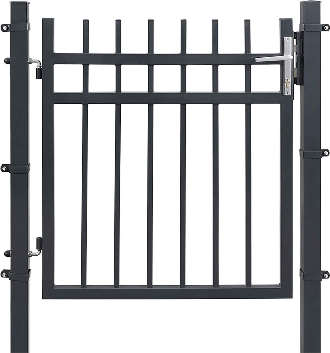 Tuinpoort met scharnierende deur - Decoratieve ijzeren poort - Buiteningang - Gepoedercoat gegalvaniseerd ijzer - Weerbestendig - 106 cm x 150 cm x 21,1 kg