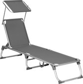 Rootz Sun Lounger - Outdoor Lounger - Relaxation Chair - Aluminum Frame - Synthetic Fiber Fabric - Smoke Gray - 55cm x 193cm x 31cm