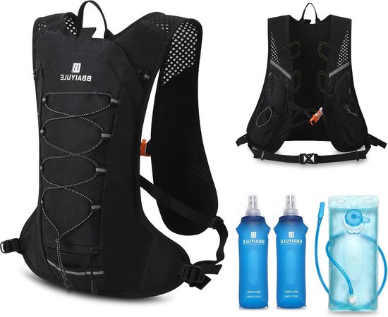 Sac D'hydratation 8L Avec Poche à Eau 2L - Course à Pied, Randonnée - Noir
