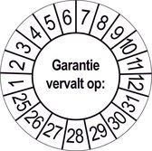 50 Keuringsstickers Garantie vervalt op Rond 35 mm 23 -29