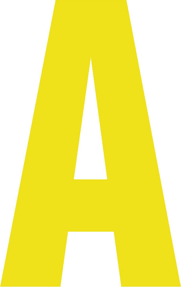 WEBCO Lettersticker A GEEL 10x5cm plakletter huisnummersticker toevoeging huisnummer