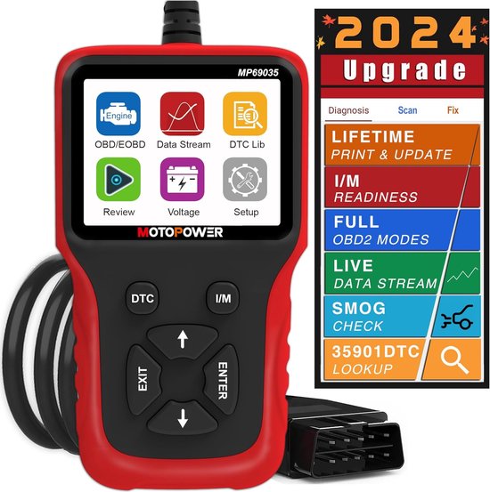 Foto: Obd2 scanner obd2 universele auto motor fout code reader can diagnostisch scangereedschap voor alle obd ii protocol auto s sinds 1996 rood