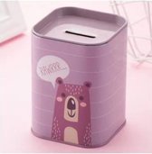 Money box for children - animals tin money box with lid - economical pencil box (bear)