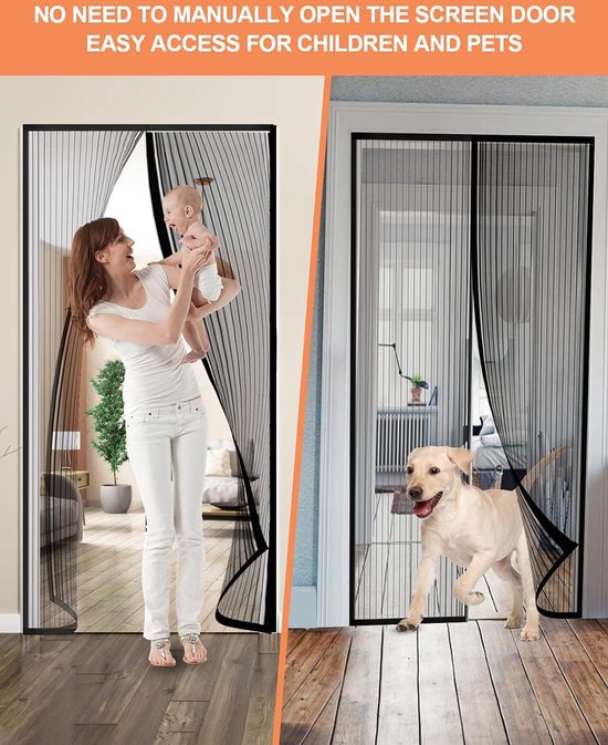 Moustiquaire Magnétique WENT 95x200 Cm – Fini Les Mouches, Restez Au Frais