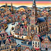 Acryl groningen schilderij | Groningen's Colorful Canvas: Acrylic Masterpiece of Urban Art Scene | Kunst - 30x30 centimeter op Canvas | Foto op Canvas