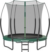 Rootz 10ft Trampoline - Jungle Green - Outdoor Bounce House - Galvanized Steel Frame - Safety Net - Fiberglass Poles - 244cm x 239cm x 180cm