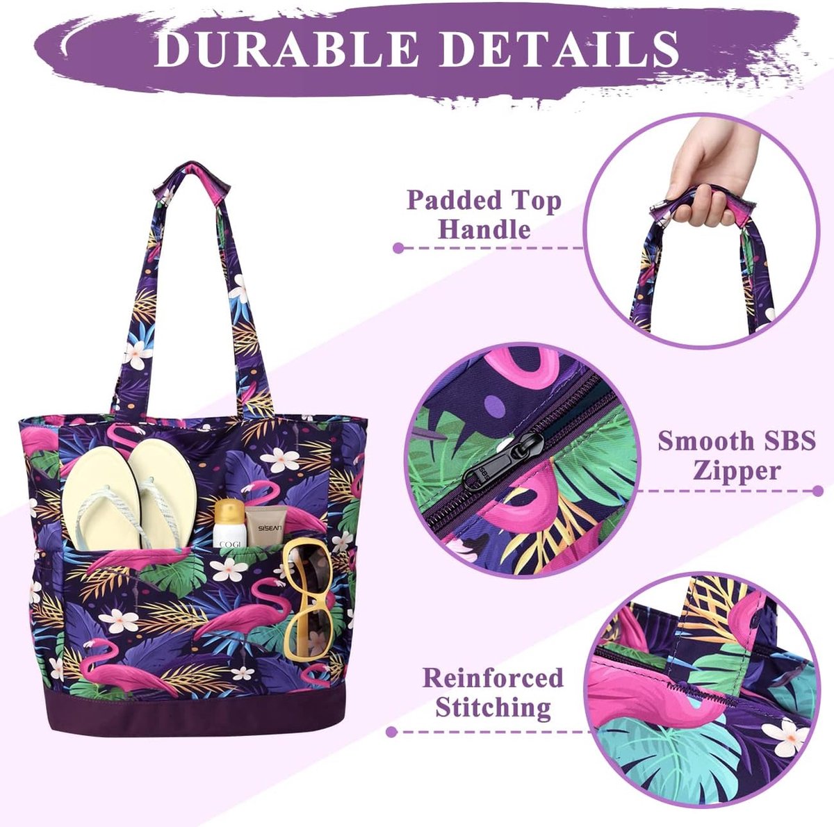 Sac De Plage Imperméable Imprimé Homard - 21x20x3 Cm, 7 Poches - Polyester Résistant, Pour Femme, Fourre-tout - 11
