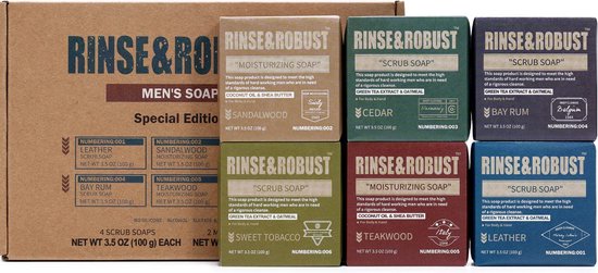 Rinse & Robust - Cadeau voor Man Verjaardag - Gentlemen Pack - Stoere Verwenpakket in kraft verpakking - Cadeau Pakket voor Hem - Giftset Heren - Wellness bath rituals - Geschenkset Mannen, vader, vriend, papa, broer - Valentijn Cadeautje voor hem