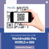 WorldMobile WORLD e-SIM - Prepaid - Data Only e-SIM. Dekking in 191 landen - Maximaal data prijs 10 cent/MB - LET OP: Dit is een e-SIM