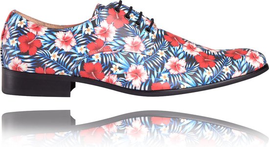 Night Flower - Maat 45 - Lureaux - Kleurrijke Schoenen Voor Heren - Veterschoenen Met Print