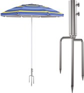 Parasolstandaard met gazonpoort afneembare parasolhouder voor vissen tuin strand (zilver)