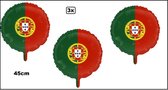 3x Folieballon Portugal 45cm - niet opgeblazen geleverd - Landen EK WK Italiaans festival thema feest fun