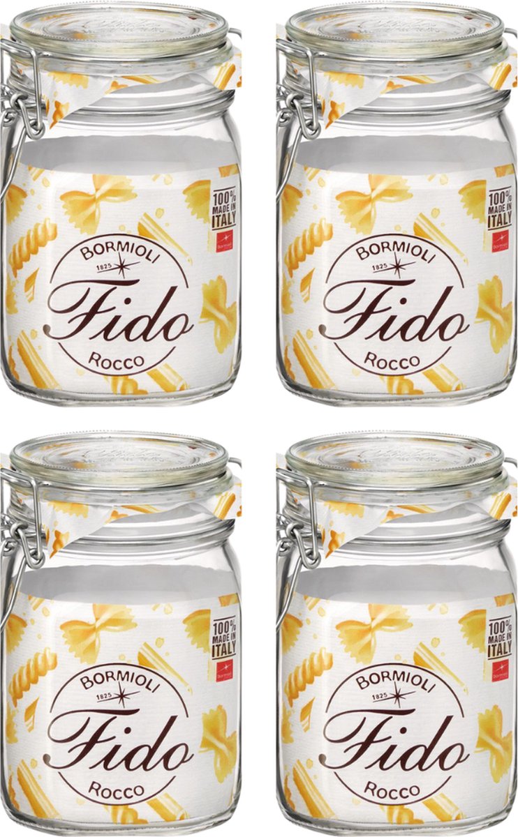 Bormioli Rocco Weckpotten Fido 11 x 11 cm / 1 liter - 4 stuks