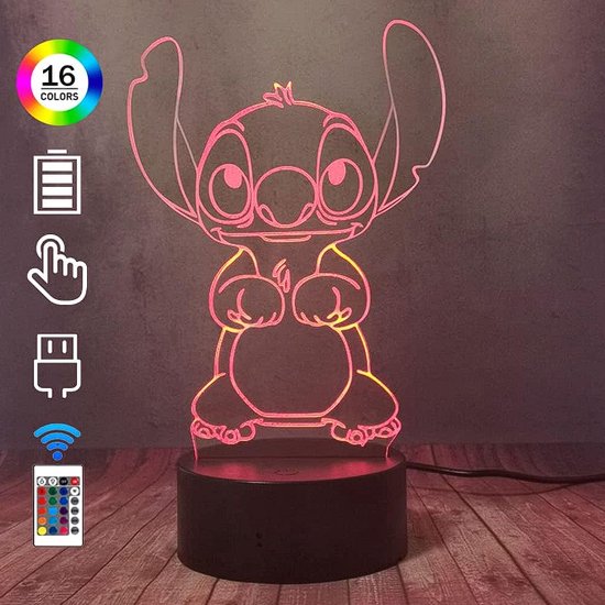 Breng Magie in de Kinderkamer met de Lilo & Stitch 3D LED Tafellamp! | Zuinige nachtlamp | Lilo en Stitch Cadeau