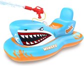 Opblaasbare Zwembaddrijver met Geïntegreerd Waterpistool - Haaivormig Zitje voor Kinderen - Zomerpret voor Jongens en Meisjes
