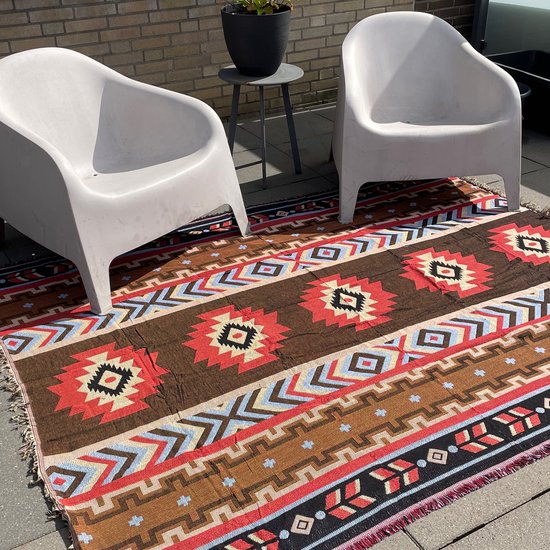 Tapis tissé-tapis extérieur/intérieur-coton polyester mix-tente tapis-grand foulard-tapis de pique-nique