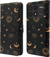 iMoshion Hoesje Geschikt voor Xiaomi Poco X6 Pro Hoesje Met Pasjeshouder - iMoshion Design Bookcase smartphone - Zwart / Sky Black