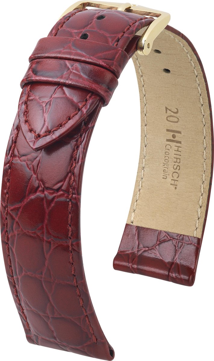 Hirsh Horlogeband - Crocograin Donkerbruin - Leer - 20mm