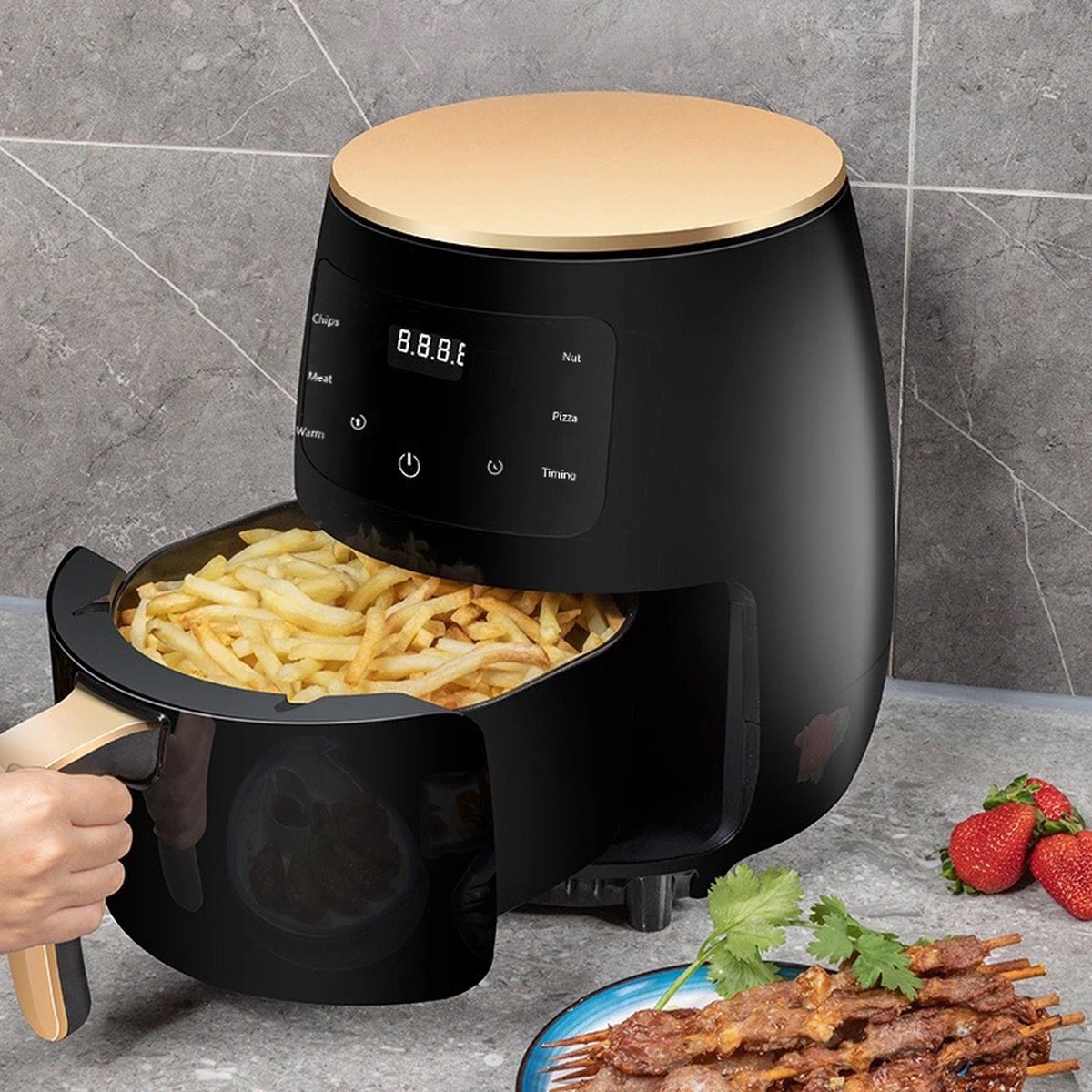 Instinct HeteLuchtFriteuse – 4 5L 1400W met Intelligente 360° Hetelucht Circulatie en Smart Touch Bedieningspaneel zwart